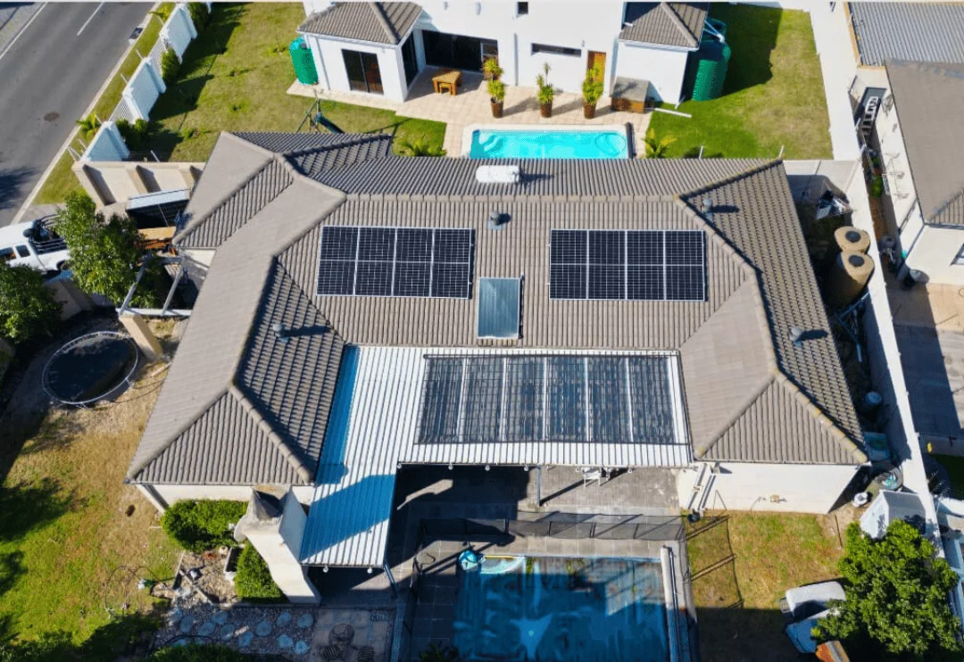 aerial view of home with solar in south africa